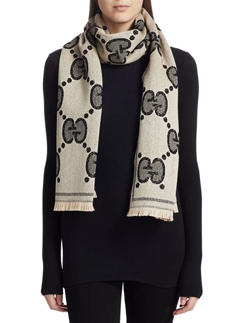 gucci gg jacquard wool scarf|gucci wool scarf women's.